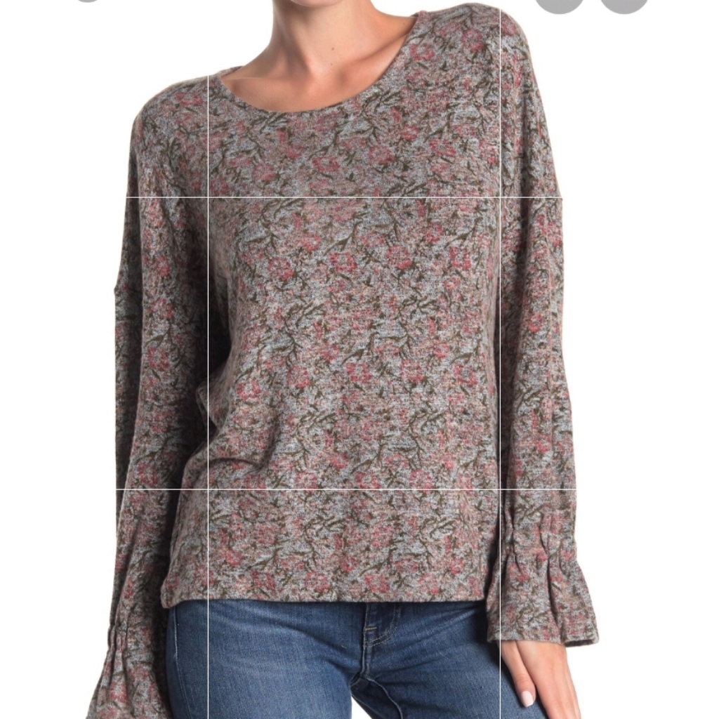 Lucky Brand Bell Sleeve Print Blouse